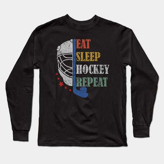 Eat Sleep Hockey Repeat Long Sleeve T-Shirt by AbstractA